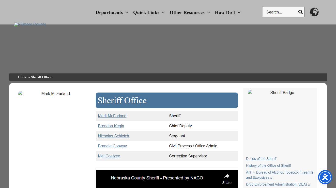 Sheriff Office – Fillmore County
